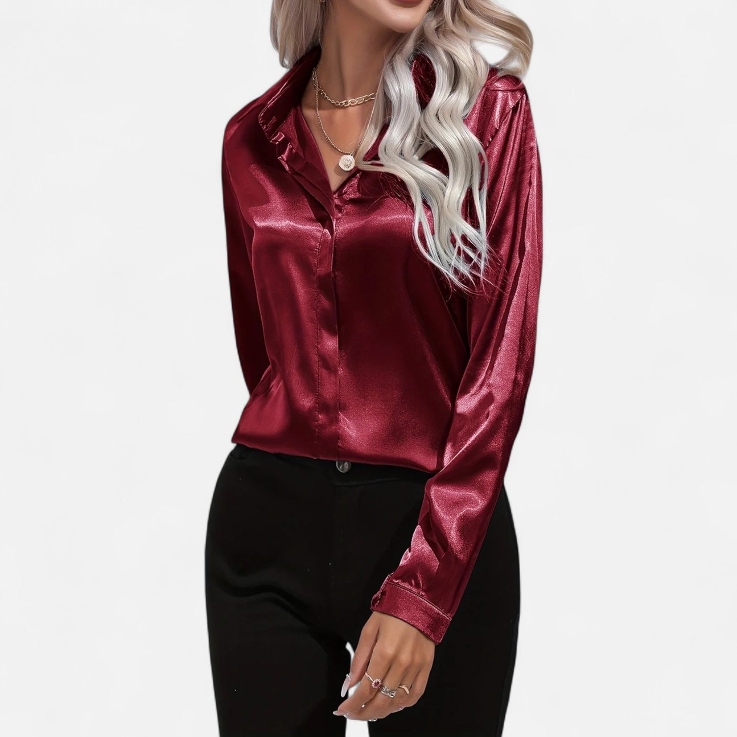 Meloir | Chemise Satinée d’Été pour Femme – Col en V Élancé, Légèreté Luxueuse