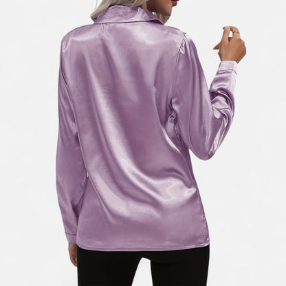 Meloir | Chemise Satinée d’Été pour Femme – Col en V Élancé, Légèreté Luxueuse