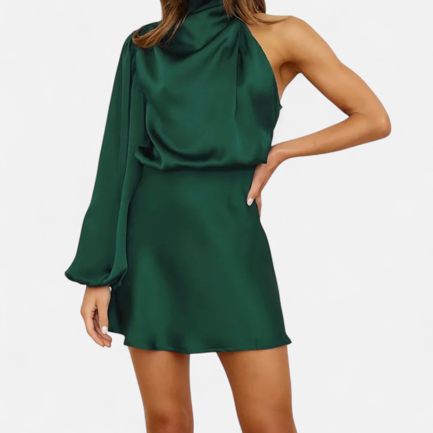 Meloir | Robe de Soirée Satinée à Épaule Unique – Fluidité Sculpturale, Élégance Absolue