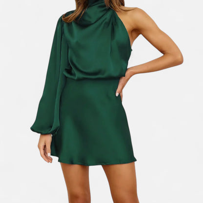 Meloir | Robe de Soirée Satinée à Épaule Unique – Fluidité Sculpturale, Élégance Absolue