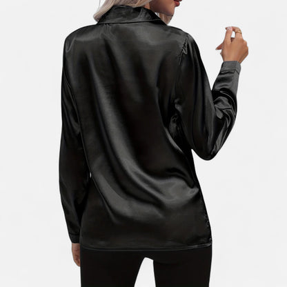 Meloir | Chemise Satinée d’Été pour Femme – Col en V Élancé, Légèreté Luxueuse