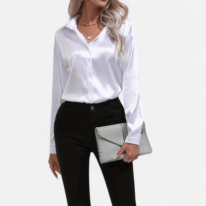 Meloir | Chemise Satinée d’Été pour Femme – Col en V Élancé, Légèreté Luxueuse