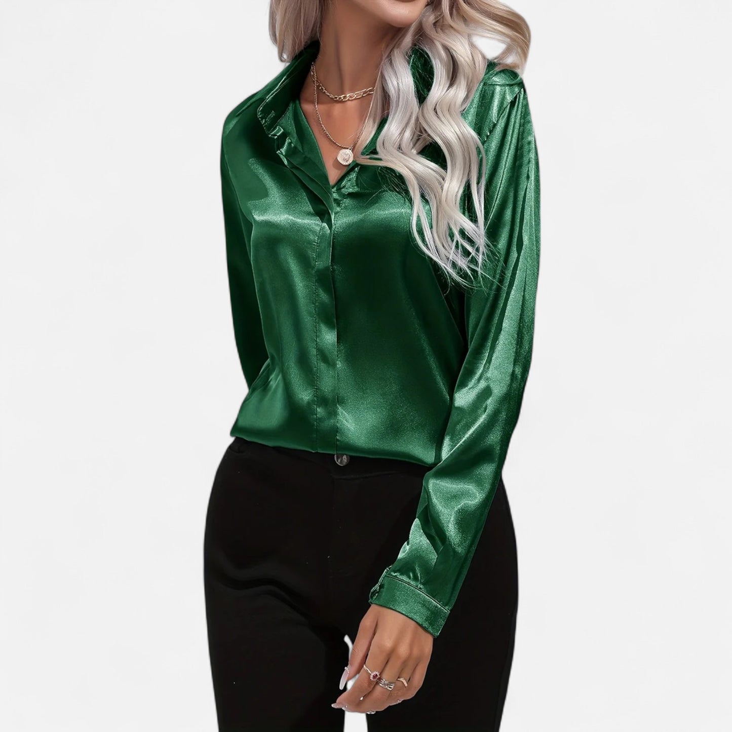Meloir | Chemise Satinée d’Été pour Femme – Col en V Élancé, Légèreté Luxueuse