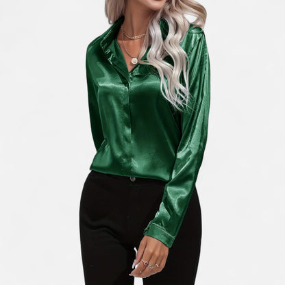 Meloir | Chemise Satinée d’Été pour Femme – Col en V Élancé, Légèreté Luxueuse