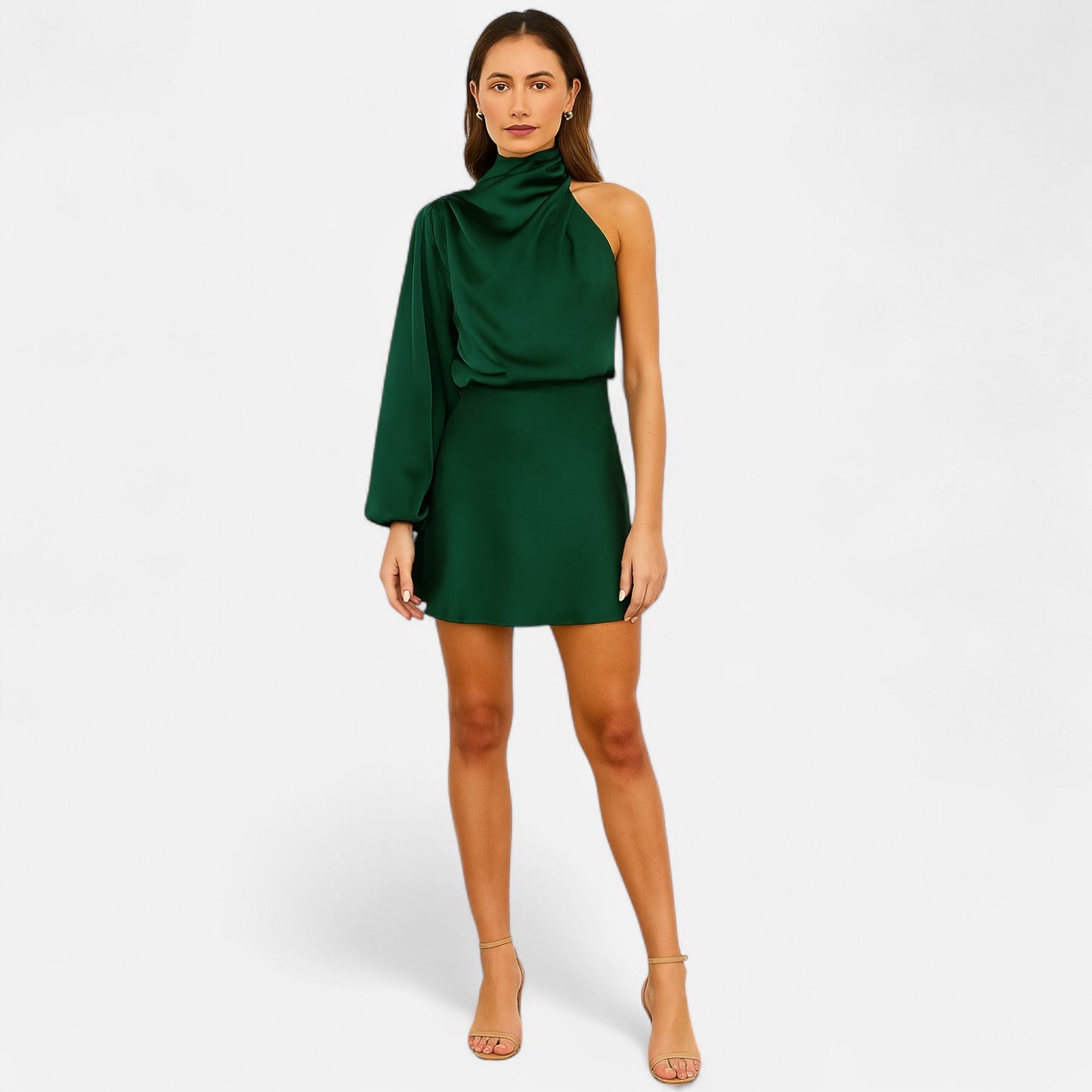 Meloir | Robe de Soirée Satinée à Épaule Unique – Fluidité Sculpturale, Élégance Absolue