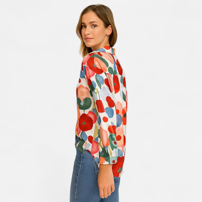 Meloir | Blouse Fleurie pour Femme – Fraîcheur Graphique, Élégance Délicate