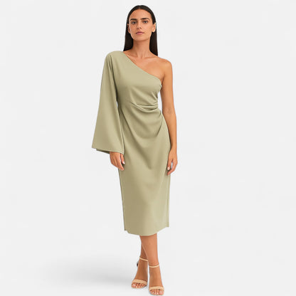 Meloir | Robe en Lin à Une Épaule pour Femme – Silhouette Asymétrique, Élégance Naturelle