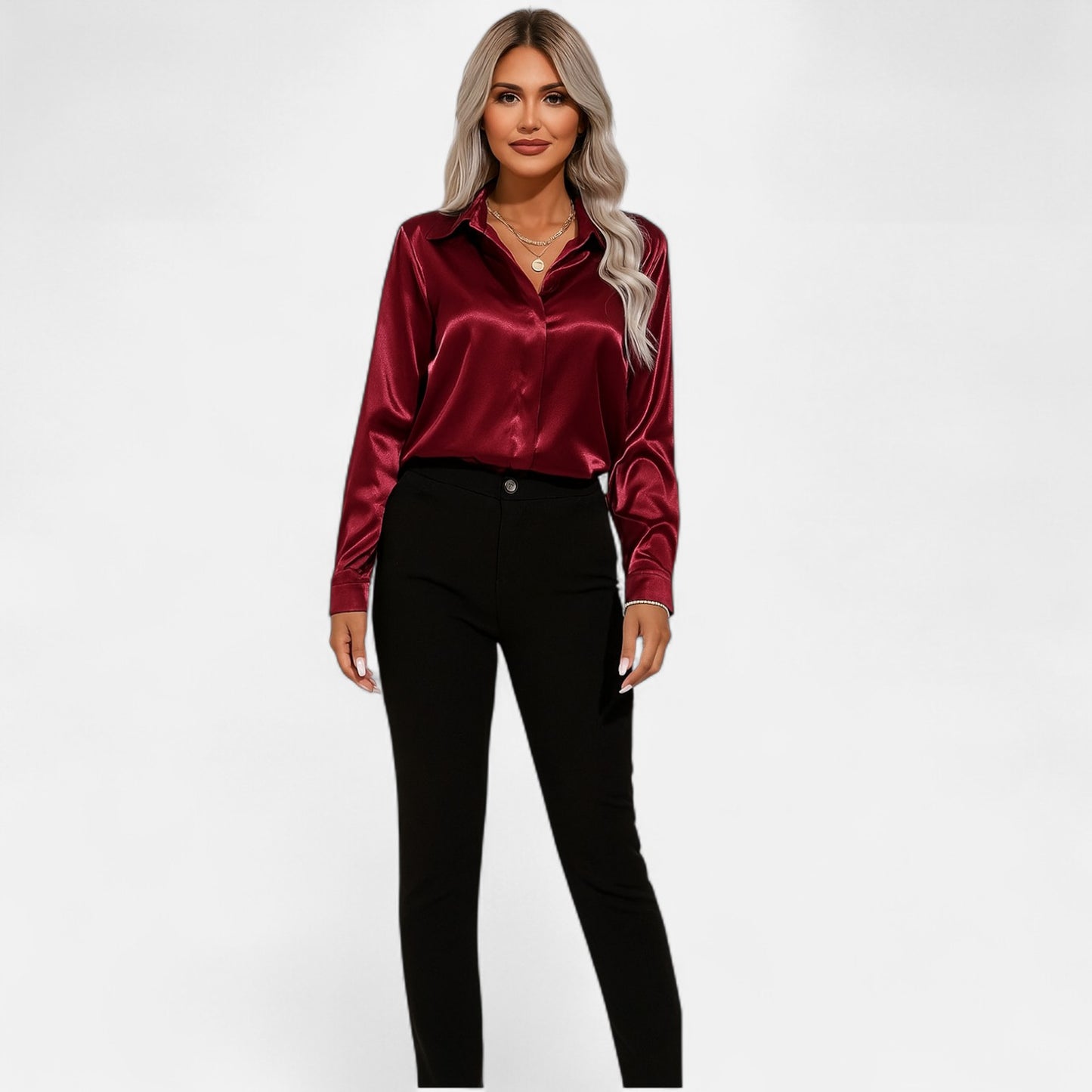 Meloir | Chemise Satinée d’Été pour Femme – Col en V Élancé, Légèreté Luxueuse