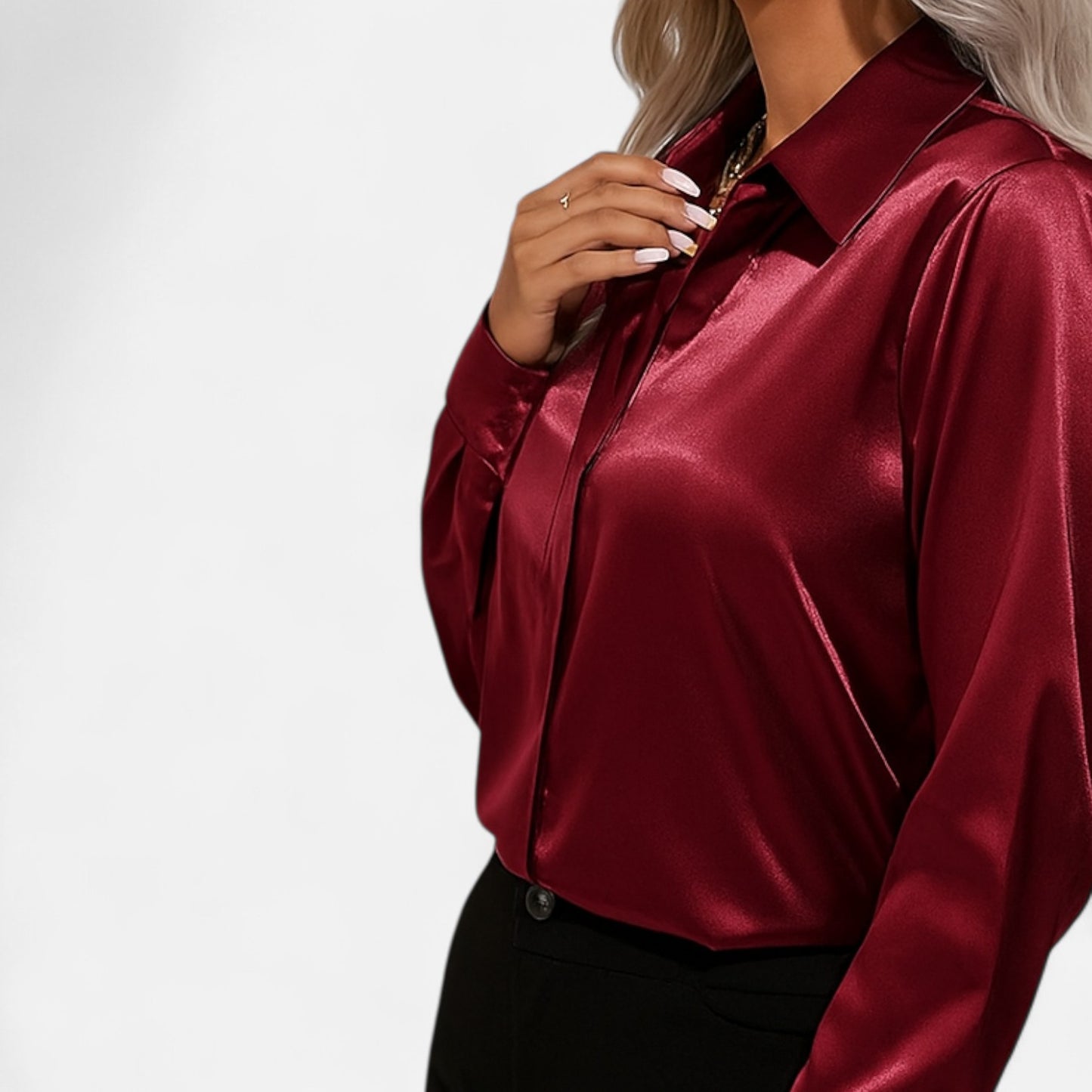 Meloir | Chemise Satinée d’Été pour Femme – Col en V Élancé, Légèreté Luxueuse