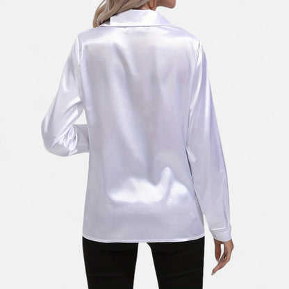 Meloir | Chemise Satinée d’Été pour Femme – Col en V Élancé, Légèreté Luxueuse