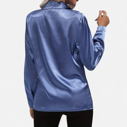 Meloir | Chemise Satinée d’Été pour Femme – Col en V Élancé, Légèreté Luxueuse