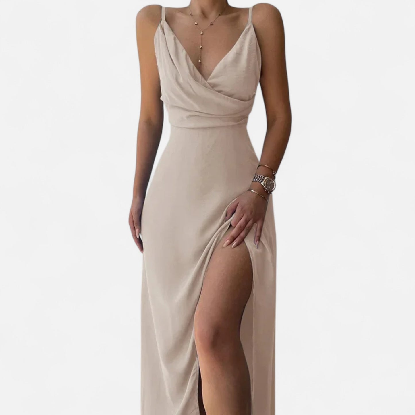 Meloir | Robe Débardeur à Encolure en V et Fente Latérale – Ligne Épurée, Allure Décontractée-Chic