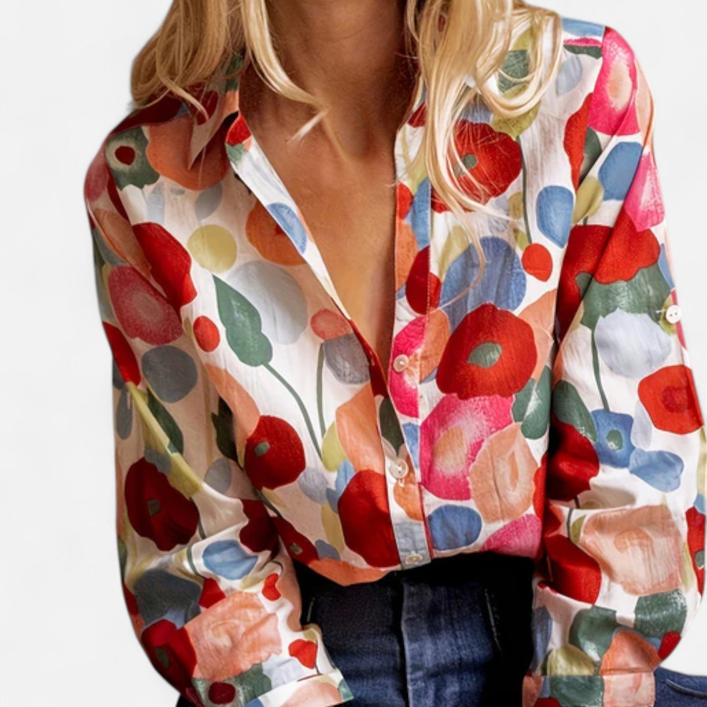 Meloir | Blouse Fleurie pour Femme – Fraîcheur Graphique, Élégance Délicate